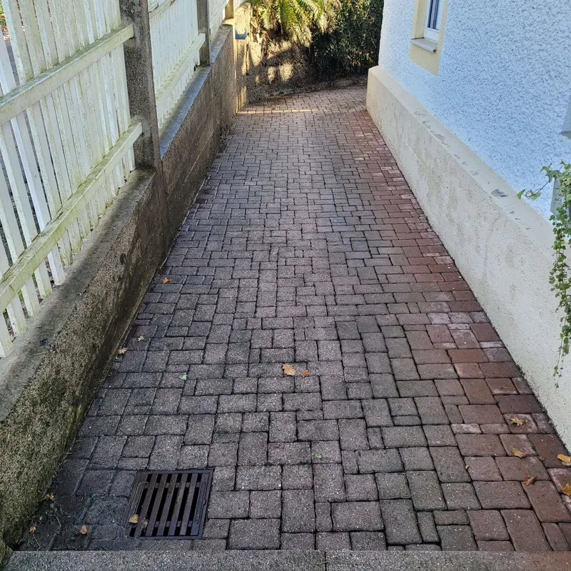Außenpflege an einer befestigten Fläche
